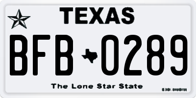 TX license plate BFB0289