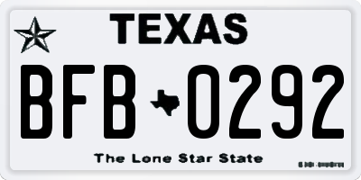 TX license plate BFB0292