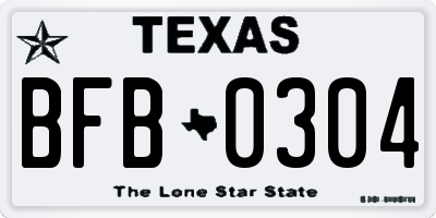 TX license plate BFB0304