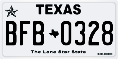 TX license plate BFB0328