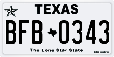 TX license plate BFB0343