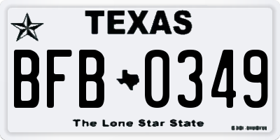 TX license plate BFB0349