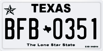 TX license plate BFB0351