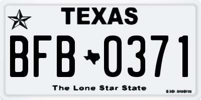 TX license plate BFB0371