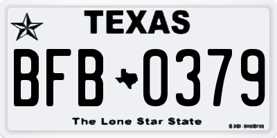 TX license plate BFB0379