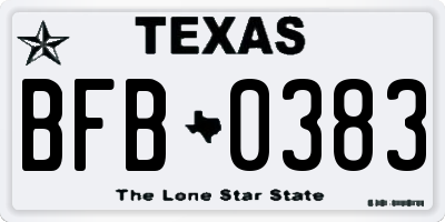 TX license plate BFB0383