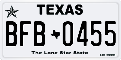 TX license plate BFB0455