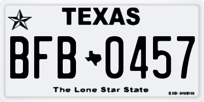 TX license plate BFB0457