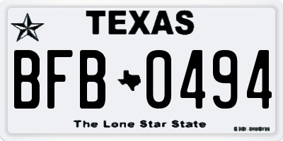 TX license plate BFB0494