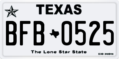 TX license plate BFB0525