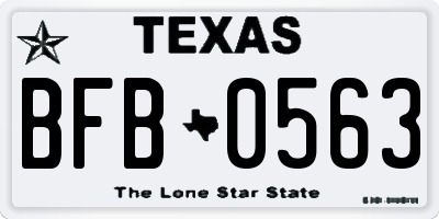 TX license plate BFB0563