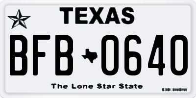 TX license plate BFB0640