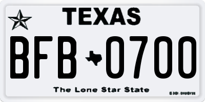 TX license plate BFB0700