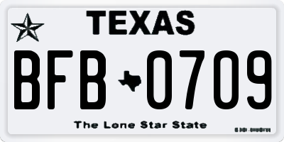 TX license plate BFB0709