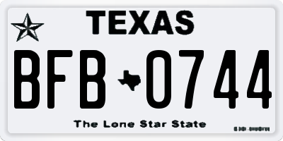 TX license plate BFB0744