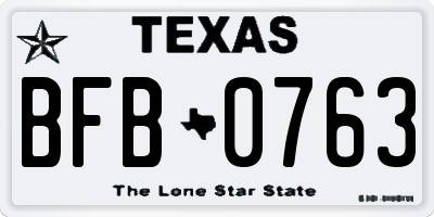 TX license plate BFB0763