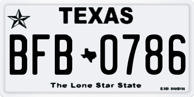 TX license plate BFB0786