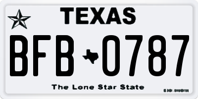 TX license plate BFB0787