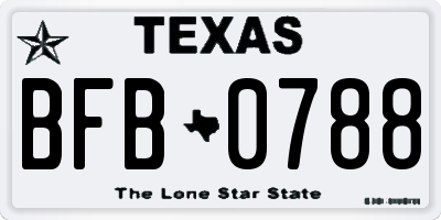 TX license plate BFB0788