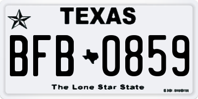 TX license plate BFB0859