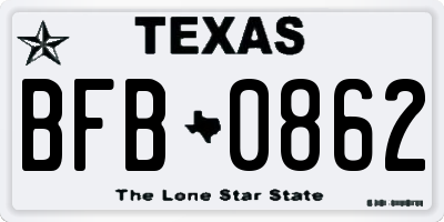 TX license plate BFB0862