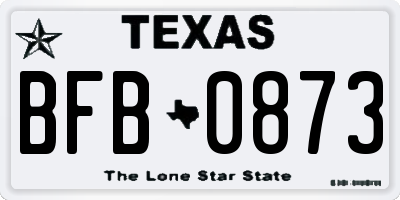 TX license plate BFB0873