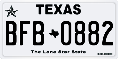 TX license plate BFB0882
