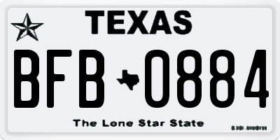TX license plate BFB0884