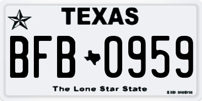 TX license plate BFB0959