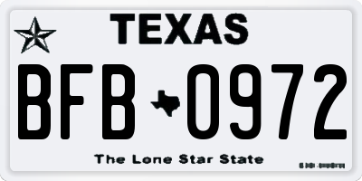 TX license plate BFB0972