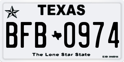 TX license plate BFB0974