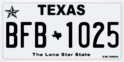TX license plate BFB1025