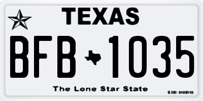 TX license plate BFB1035