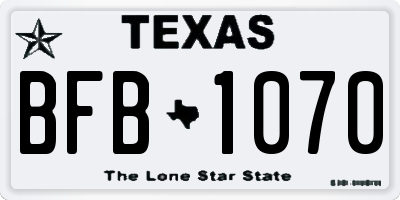 TX license plate BFB1070