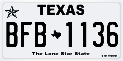 TX license plate BFB1136