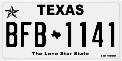 TX license plate BFB1141