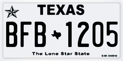 TX license plate BFB1205