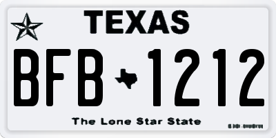 TX license plate BFB1212