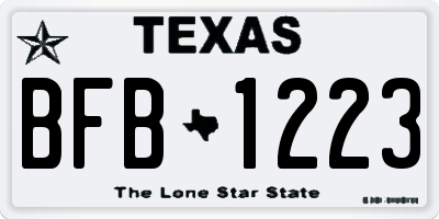 TX license plate BFB1223