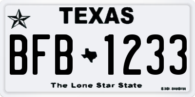 TX license plate BFB1233