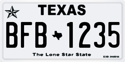 TX license plate BFB1235