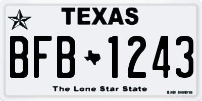 TX license plate BFB1243