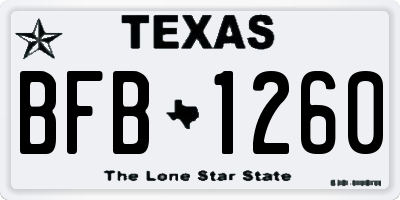 TX license plate BFB1260