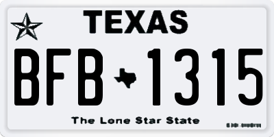 TX license plate BFB1315
