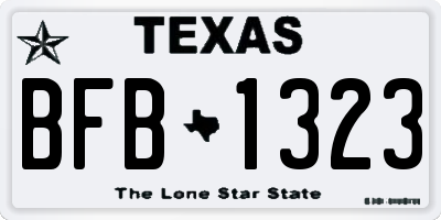 TX license plate BFB1323