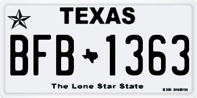 TX license plate BFB1363
