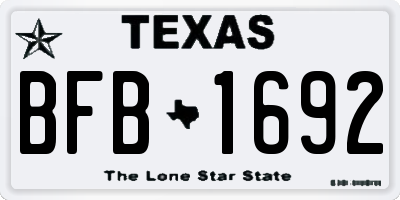 TX license plate BFB1692