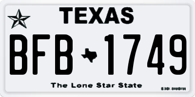 TX license plate BFB1749