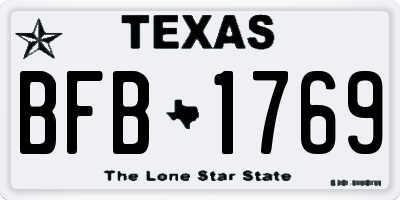 TX license plate BFB1769