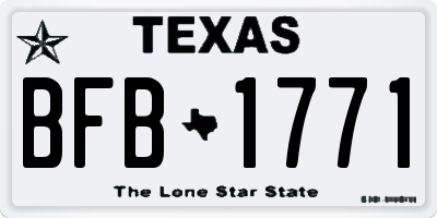 TX license plate BFB1771